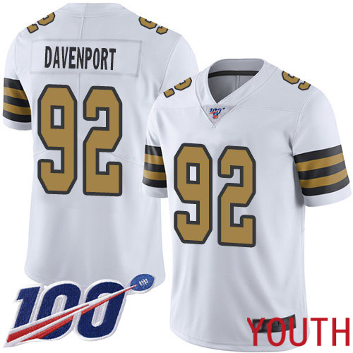 New Orleans Saints Limited White Youth Marcus Davenport Jersey NFL Football 92 100th Season Rush Vapor Untouchable Jersey